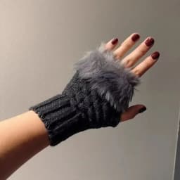 Y2k Style Women's Winter Gloves Faux Fur Knitting Hand Warmer Women Half Finger Gloves Wrist Mittens Writting Arm Wrist Gants