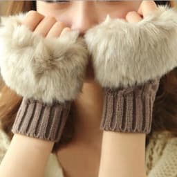 Y2k Style Women's Winter Gloves Faux Fur Knitting Hand Warmer Women Half Finger Gloves Wrist Mittens Writting Arm Wrist Gants