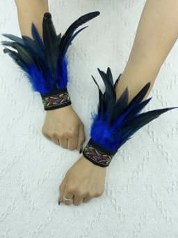 Natural Fur Wrist Cuffs Removable Wrap Bracelet Goth Clothes Sleeves Y2k Accessories Ancklets Fashion Retro Feather Gloves Cuff