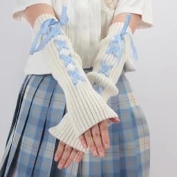 2024 Women Autumn Winter Knit Arm Sleeves Japanese White Goth Kawaii Lolita Fingerless Gloves Leg Warmers Harajuku Stockings