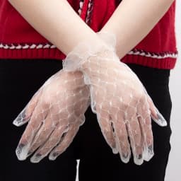 1 Pair Women Sexy Lace Fashion Black Gloves Transparentes Mesh Tulle Bridal Female Party Wedding Dress Driving Short Gloves