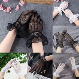 1Pair Lace Mittens Full Finger Girls Lace Fashion Gloves Women Black White Summer Uv-proof Driving Gloves Mesh Fishnet Gloves