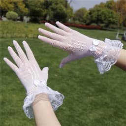 1Pair Lace Mittens Full Finger Girls Lace Fashion Gloves Women Black White Summer Uv-proof Driving Gloves Mesh Fishnet Gloves