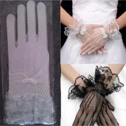 1Pair Lace Mittens Full Finger Girls Lace Fashion Gloves Women Black White Summer Uv-proof Driving Gloves Mesh Fishnet Gloves