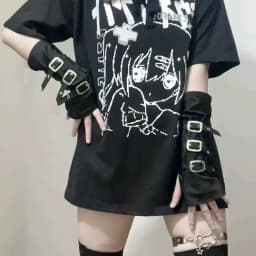 Punk Gothic Hip-hop Style Metal Buckle Half Finger Gloves Lolita Cosplay Stage Performances Women Sexy Elasticity Gloves