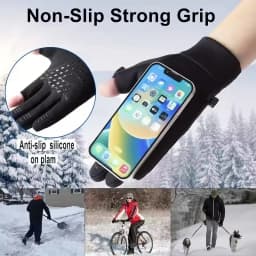1 Pair of Winter Flip Style Reflective Zipper Pocket Gloves, Touch Screen Warm Gloves, Outdoor Sports Cold Resistant Gloves