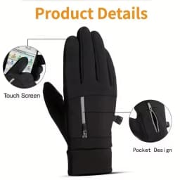 1 Pair of Winter Flip Style Reflective Zipper Pocket Gloves, Touch Screen Warm Gloves, Outdoor Sports Cold Resistant Gloves