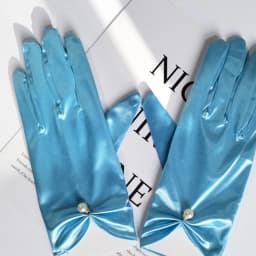 23cm Women Solid Smooth Imitation Satin Pendant Short Gloves Cosplay Stage Performance Party Concert Wedding Bride
