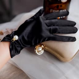 23cm Women Solid Smooth Imitation Satin Pendant Short Gloves Cosplay Stage Performance Party Concert Wedding Bride