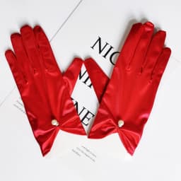 23cm Women Solid Smooth Imitation Satin Pendant Short Gloves Cosplay Stage Performance Party Concert Wedding Bride
