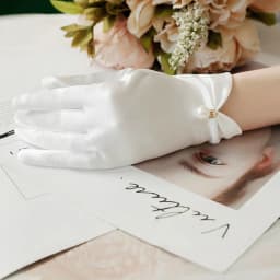 23cm Women Solid Smooth Imitation Satin Pendant Short Gloves Cosplay Stage Performance Party Concert Wedding Bride