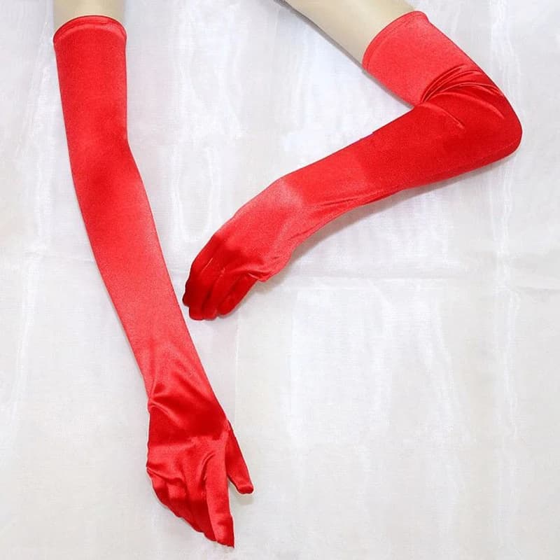 Women 55CM Long Ceremonial Gloves Stretch Satin Retro Party Prom Cosplay Ladies Bridal Wedding Dress Fashion Accessories T139