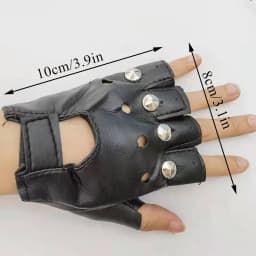 Child and Adult Half Finger PU Leather Gloves Rock Punk Style Rivet Fingerless Gloves Mittens Hollow Bandage Party Show Gloves