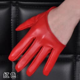 1 Pair Fashion Women Tight Full Finger Gloves Imitation PU Leather Sexy Half Palm Gloves Party Performance Black Short Mittens