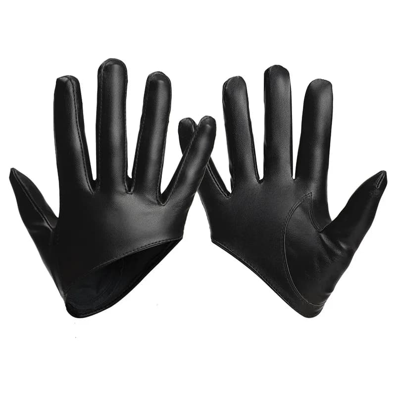 1 Pair Fashion Women Tight Full Finger Gloves Imitation PU Leather Sexy Half Palm Gloves Party Performance Black Short Mittens