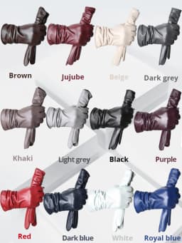 Winter Sheepskin Women's Gloves Warm Plus Velvet Short Thin Touch Screen Driving Female Color Leather Gloves New High End-2801T