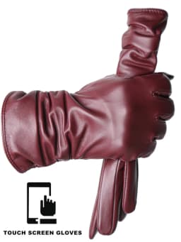 Winter Sheepskin Women's Gloves Warm Plus Velvet Short Thin Touch Screen Driving Female Color Leather Gloves New High End-2801T