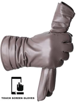 Winter Sheepskin Women's Gloves Warm Plus Velvet Short Thin Touch Screen Driving Female Color Leather Gloves New High End-2801T