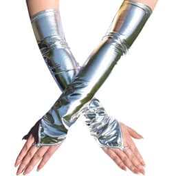 1 Pair Sexy Black Women Shiny Long Gloves Imitation Leather Cosplay Clothing Pole Dancing Halloween Dance Party Accessories