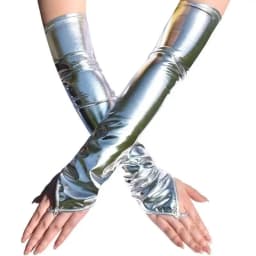 1 Pair Sexy Black Women Shiny Long Gloves Imitation Leather Cosplay Clothing Pole Dancing Halloween Dance Party Accessories