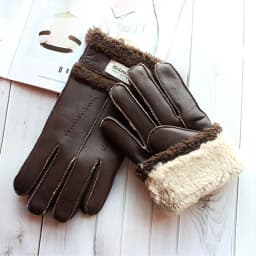 Winter Warm Sheepskin Fur Gloves Men Thickened Outdoor Motorcycle Riding Windproof and Cold-Proof Leather Points Wool