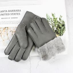 Winter Warm Sheepskin Fur Gloves Men Thickened Outdoor Motorcycle Riding Windproof and Cold-Proof Leather Points Wool