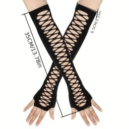 Women Fingerless Gloves Fishnet Hollow Cross Mesh Elastic Arm Warmers Punk Gothic Party Cosplay bar Sexy Lace Gloves Fingerless