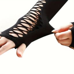 Women Fingerless Gloves Fishnet Hollow Cross Mesh Elastic Arm Warmers Punk Gothic Party Cosplay bar Sexy Lace Gloves Fingerless