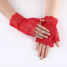 Summer Women Rose Flower Lace UV Sunscreen Sun Fingerless Cover Up Tattoo Driving Mitten Touch Screen Cycling Non Slip Glove O46