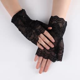 Summer Women Rose Flower Lace UV Sunscreen Sun Fingerless Cover Up Tattoo Driving Mitten Touch Screen Cycling Non Slip Glove O46