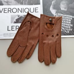 Men's Deerskin Thin Single Skinless Fashion New Locomotive Spring And Summer Autumn Driving Full Finger Genuine Leather Gloves