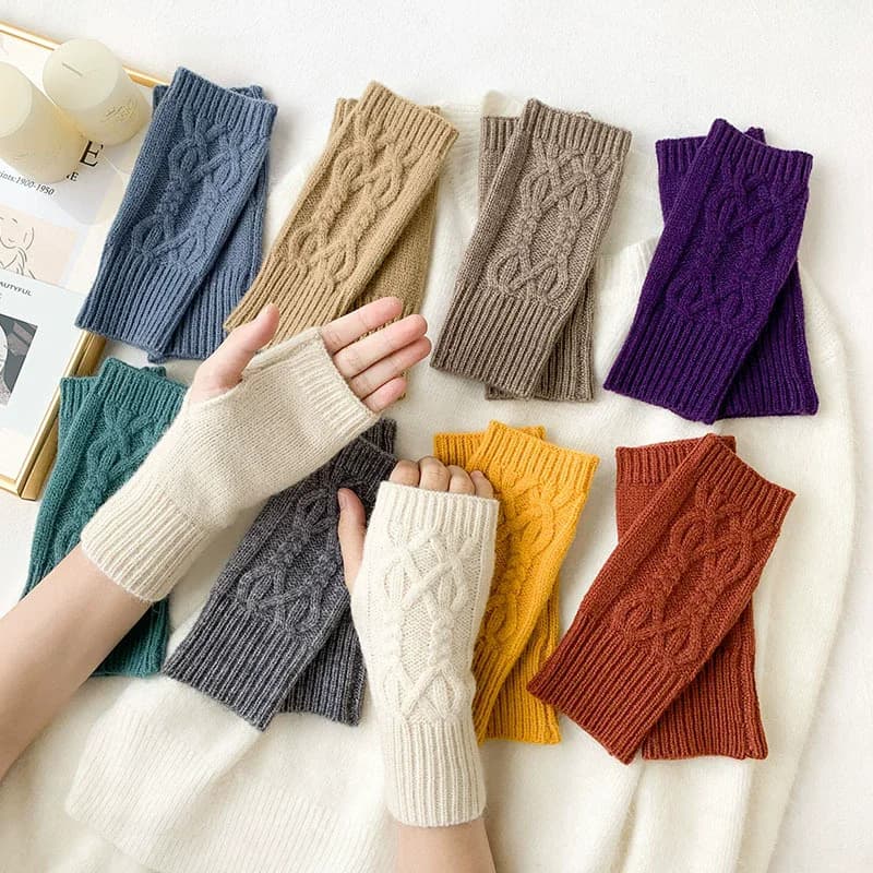 NEW Women Hand Warmer Winter Gloves Fashion Knitting Faux Wool Mitten Warm Fingerless Glove Gants Femme Women Gloves