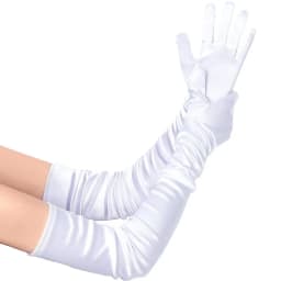 Classic Adult Black White Red Grey Skin Opera/Elbow/Wrist Stretch Satin Finger Long Gloves Women Flapper Gloves Matching Costume