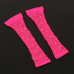 1 Pair Black Girl Women Long Fishnet Net Gloves Shiny Rhinestone Fingerless Mesh Punk Rock Night Club Sexy Mittens Wholesale