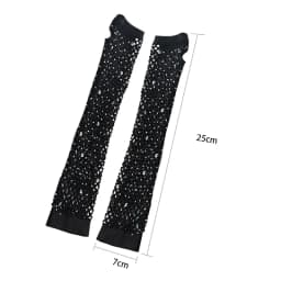 1 Pair Black Girl Women Long Fishnet Net Gloves Shiny Rhinestone Fingerless Mesh Punk Rock Night Club Sexy Mittens Wholesale