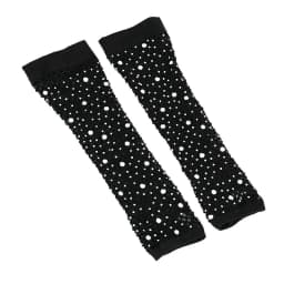 1 Pair Black Girl Women Long Fishnet Net Gloves Shiny Rhinestone Fingerless Mesh Punk Rock Night Club Sexy Mittens Wholesale