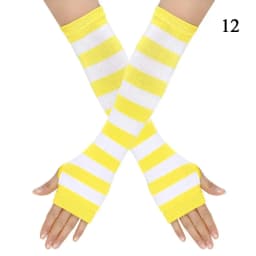 Fashion Women Emo Gloves Long Glove Arm Cover Pink Black And White Striped Fingerless Elbow Gloves Warmer Knitted Gloves Y2K
