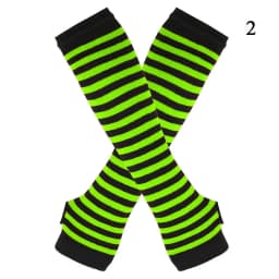 Fashion Women Emo Gloves Long Glove Arm Cover Pink Black And White Striped Fingerless Elbow Gloves Warmer Knitted Gloves Y2K