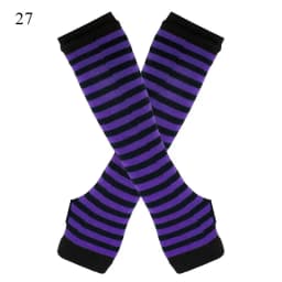 Fashion Women Emo Gloves Long Glove Arm Cover Pink Black And White Striped Fingerless Elbow Gloves Warmer Knitted Gloves Y2K