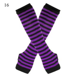 Fashion Women Emo Gloves Long Glove Arm Cover Pink Black And White Striped Fingerless Elbow Gloves Warmer Knitted Gloves Y2K