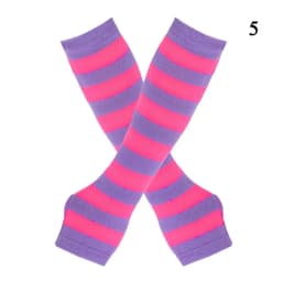 Fashion Women Emo Gloves Long Glove Arm Cover Pink Black And White Striped Fingerless Elbow Gloves Warmer Knitted Gloves Y2K