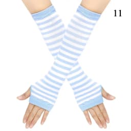 Fashion Women Emo Gloves Long Glove Arm Cover Pink Black And White Striped Fingerless Elbow Gloves Warmer Knitted Gloves Y2K