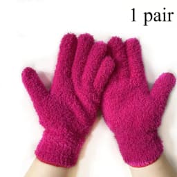 1Pair Cleaning Gloves Microfiber Coral Fleece Car Grooming Gloves Solid Five Finger Dust Removal Housework Absorbent Gloves