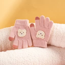 2-6 year old cartoon bear baby gloves with crochet hooks, thick winter warmth knitted gloves, boys, girls, and children's thick