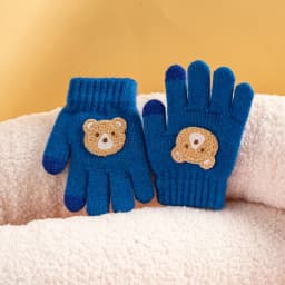 2-6 year old cartoon bear baby gloves with crochet hooks, thick winter warmth knitted gloves, boys, girls, and children's thick