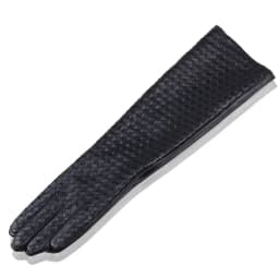 Women 2025 Winter Genuine Leather 40cm Long Thin Gloves Female Goatskin Plaid Knitted Evening Show Luva Mujer Opera Guantes
