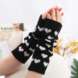 New Women Kawaii Lolita Arm Sleeve for Girl Arm Crochet Knitting Gothic Heart Warm Fingerless Warmer Autumn Winter Gloves