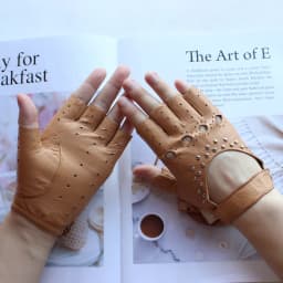 New Women Half Finger Leather Gloves Fashion Style Thin Colour Outdoor Sports Driving Riding Sheepskin Gloves