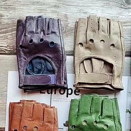 New Women Half Finger Leather Gloves Fashion Style Thin Colour Outdoor Sports Driving Riding Sheepskin Gloves