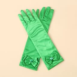 Children's satin princess gloves, girl's butterfly shiny face knot dance performance stage gloves, crystal all finger gloves